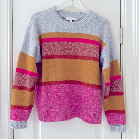 LOFT Lou & Grey Pink/Gold/Gray Multi Stripe Sweater Size XS - Picture 3 of 8